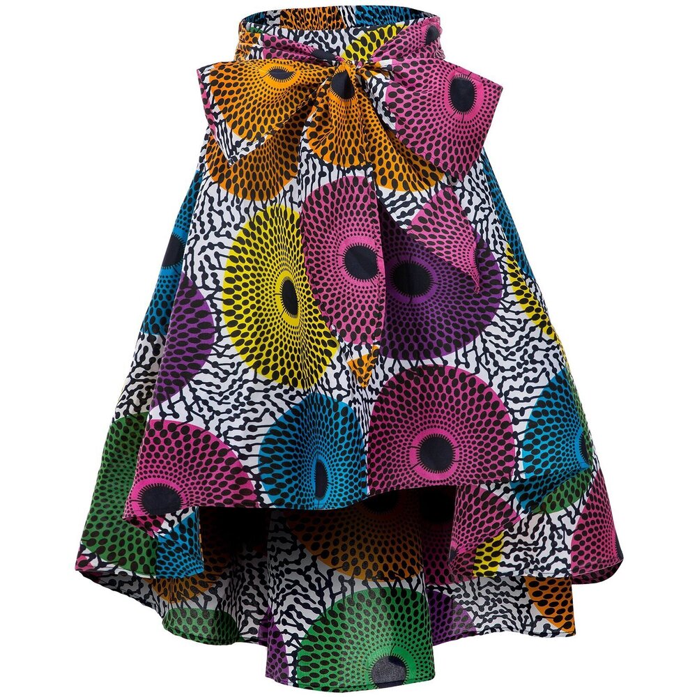 6498 African Traditional Costume Flower Print Casual Dashiki Skirt